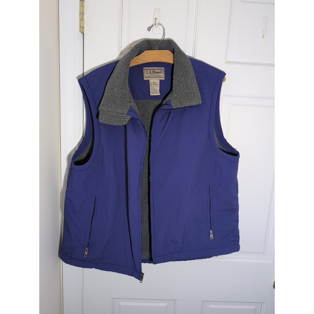 LL Bean Purple Vest Vintage Men XL Full Zip Windbreaker Thick Fleece Lined Mock